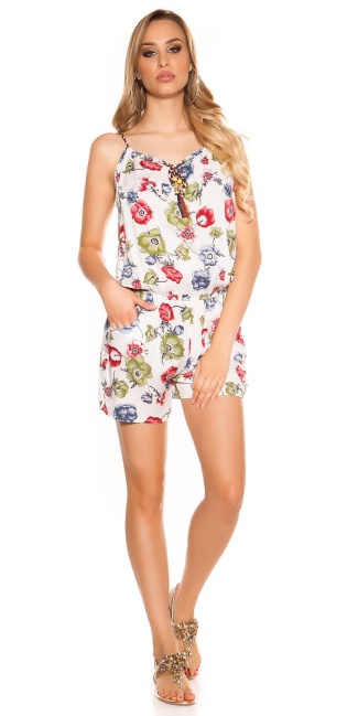 Playsuit Floral Print White